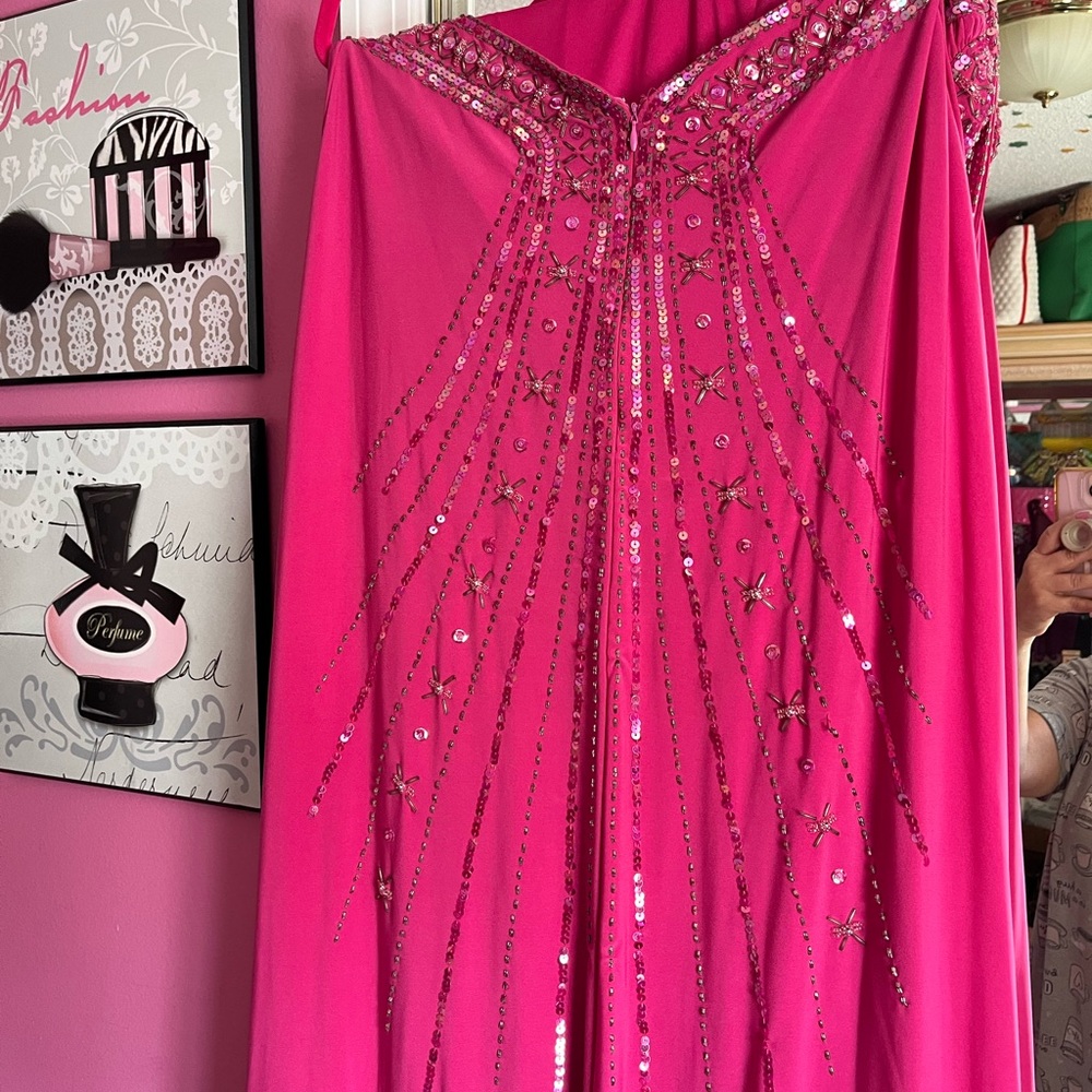 Beautiful evening dress pink and green - Picture 7 of 9